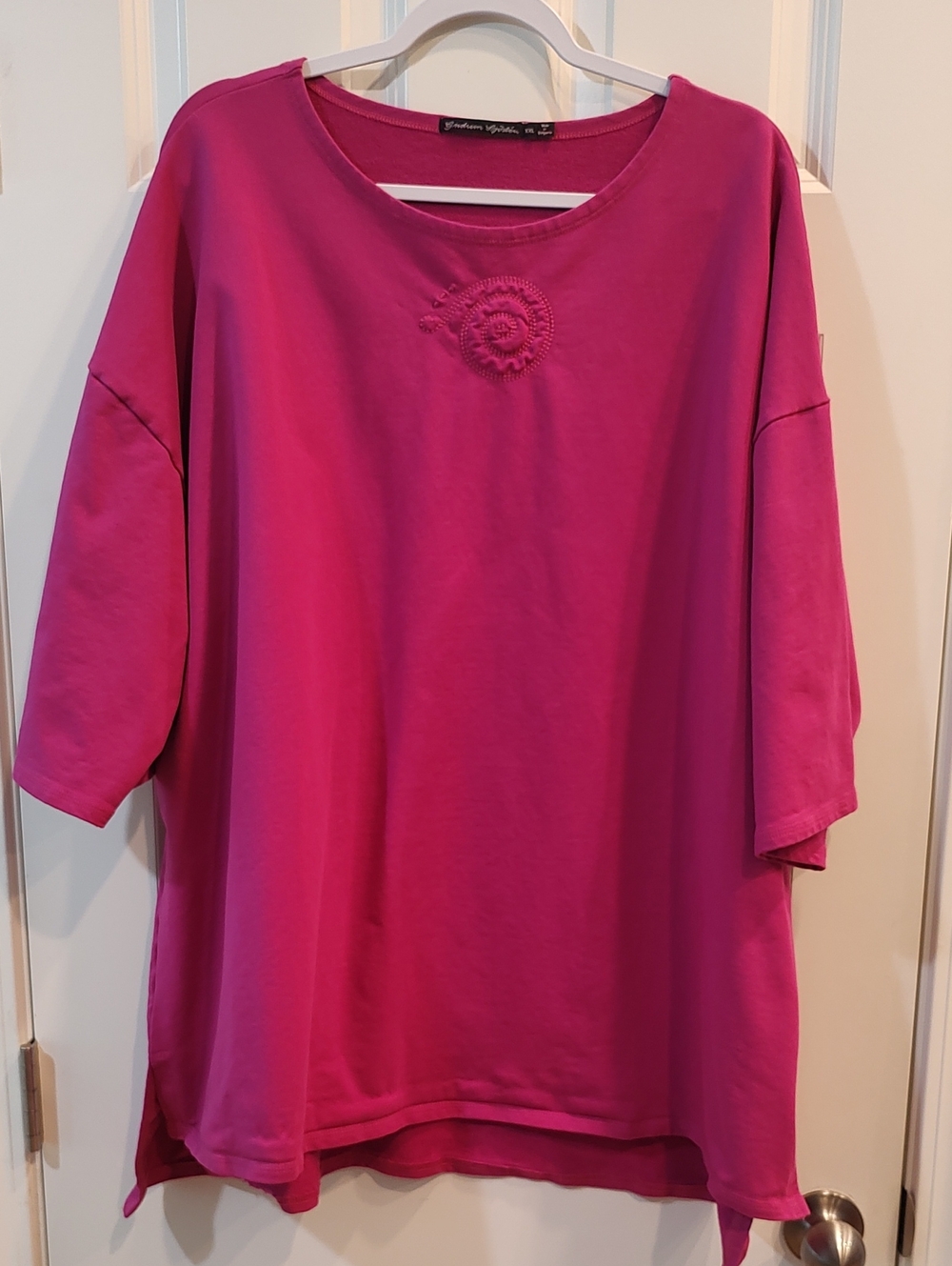 Gudrun Sjoden Fuchsia Oversized Tunic with Embroidered Motif